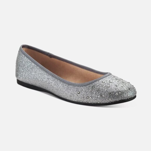 Style & Co. Shoes - Style & Co Silver Flats Ballet Slip On Shoes Embellished Women’s Sz 6.5 M